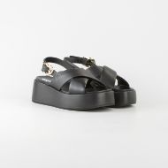 Picture of LOVE MOSCHINO WOMEN'S WEDGE SANDALS WITH CRISSCROSS BANDS DAYDREAM LOVE IN BLACK 2