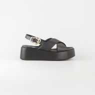Picture of LOVE MOSCHINO WOMEN'S WEDGE SANDALS WITH CRISSCROSS BANDS DAYDREAM LOVE IN BLACK 1