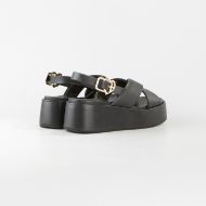 Picture of LOVE MOSCHINO WOMEN'S WEDGE SANDALS WITH CRISSCROSS BANDS DAYDREAM LOVE IN BLACK 3