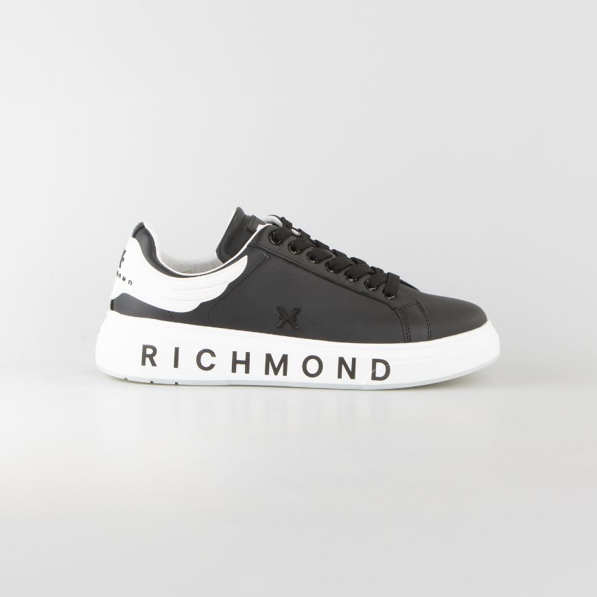 Снимка на JOHN RICHMOND МЪЖКИ ОБУВКИ JR ONE LEATHER SNEAKERS WITH METAL ACCESSORY AND LOGO PRINT - ЧЕРНО/БЯЛО
