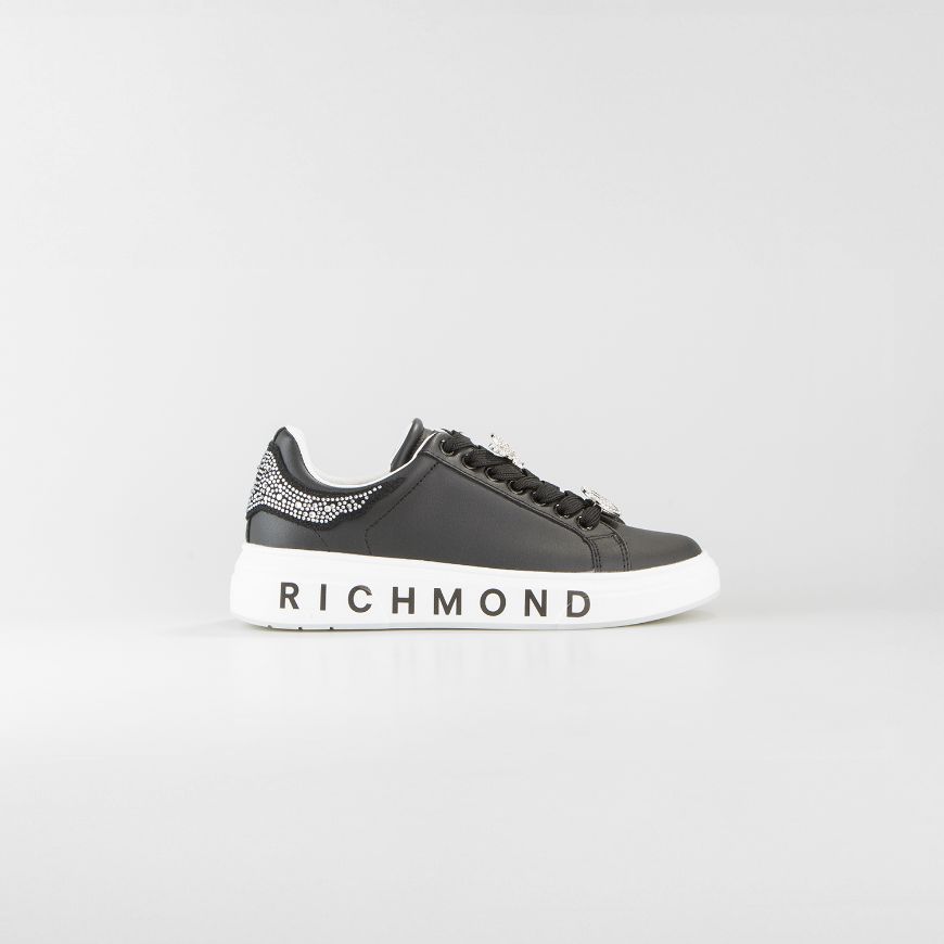 Снимка на JOHN RICHMOND ДАМСКИ ОБУВКИ JR ONE LEATHER SNEAKERS WITH STRASS CHARMS AND LOGO PRINT - ЧЕРНО