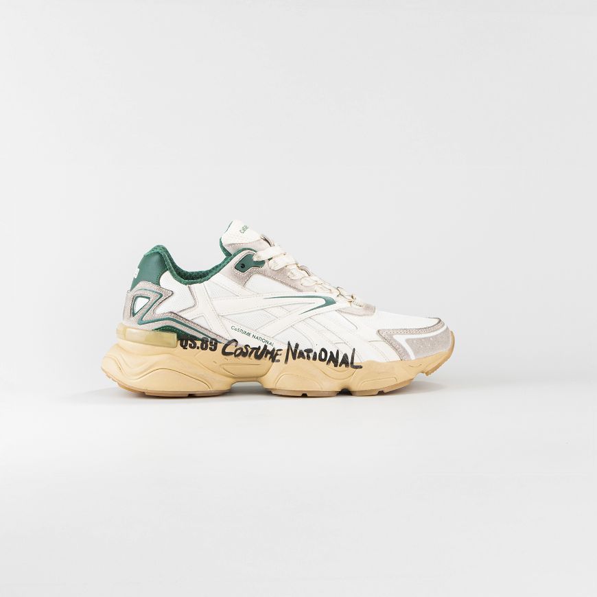 Снимка на CNC COSTUME NATIONAL МЪЖКИ ОБУВКИ QS.89 LEATHER AND FABRIC SNEAKERS WITH GRAPHIC PRINT AND USED EFFE