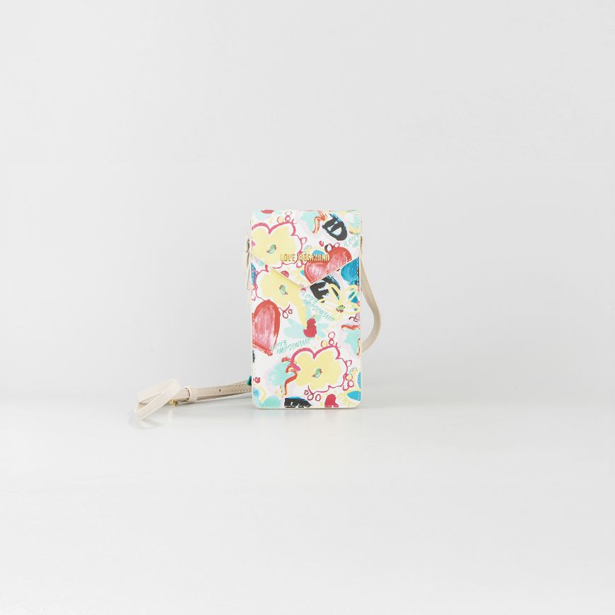 Снимка на LOVE MOSCHINO МИНИ ДАМСКА ЧАНТА ЗА ТЕЛЕФОН LOVE SCRIBBLES С ЛОГО В КОМБИНАЦИЯ