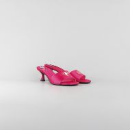 Picture of LOVE MOSCHINO WOMEN'S MEDIUM HEEL SANDALS ENAMELED HEART IN FUCHSIA 2