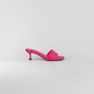 Picture of LOVE MOSCHINO WOMEN'S MEDIUM HEEL SANDALS ENAMELED HEART IN FUCHSIA 1