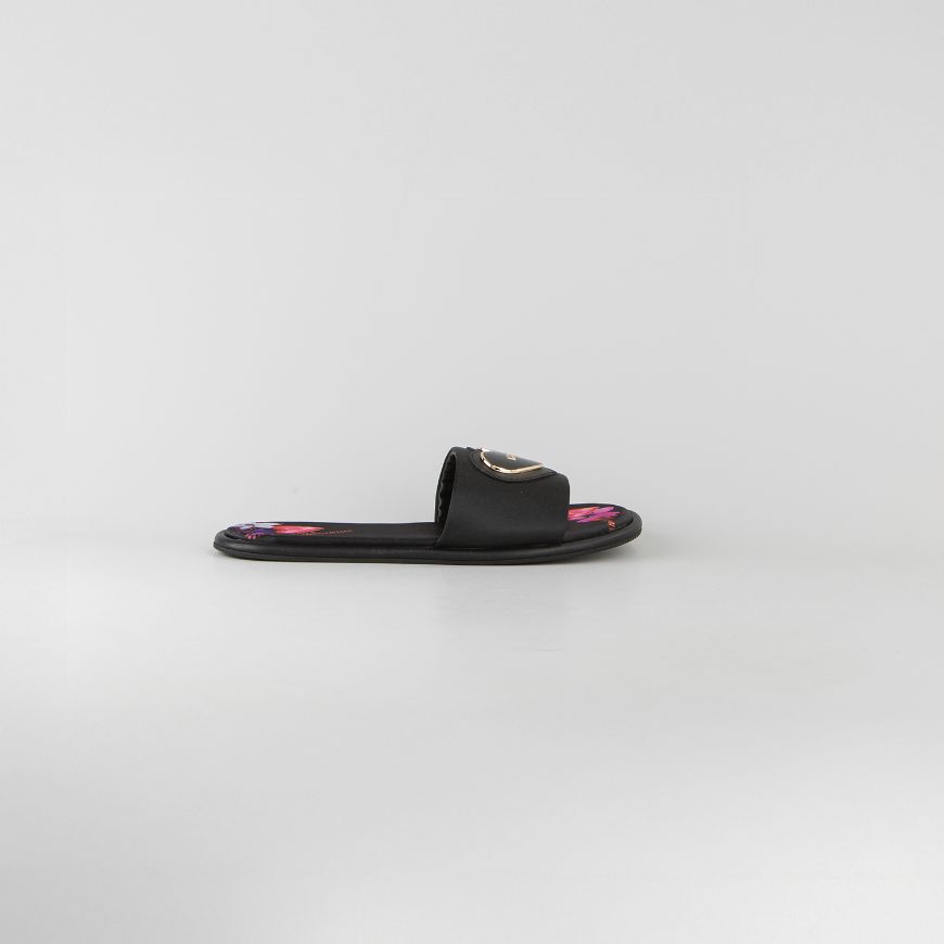 Picture of LOVE MOSCHINO WOMEN'S SHELLY FLAT SANDALS IN BLACK