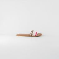 Picture of LOVE MOSCHINO WOMEN'S CROCHED EFFECT SHELLY SANDALS IN IVORY 1