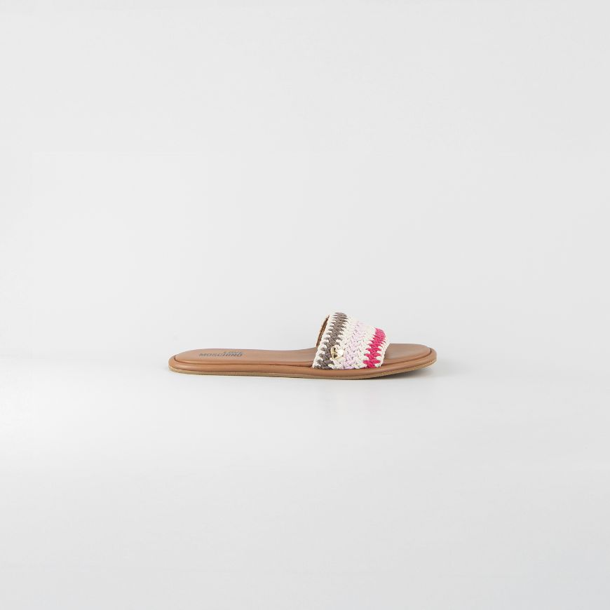 Picture of LOVE MOSCHINO WOMEN'S CROCHED EFFECT SHELLY SANDALS IN IVORY