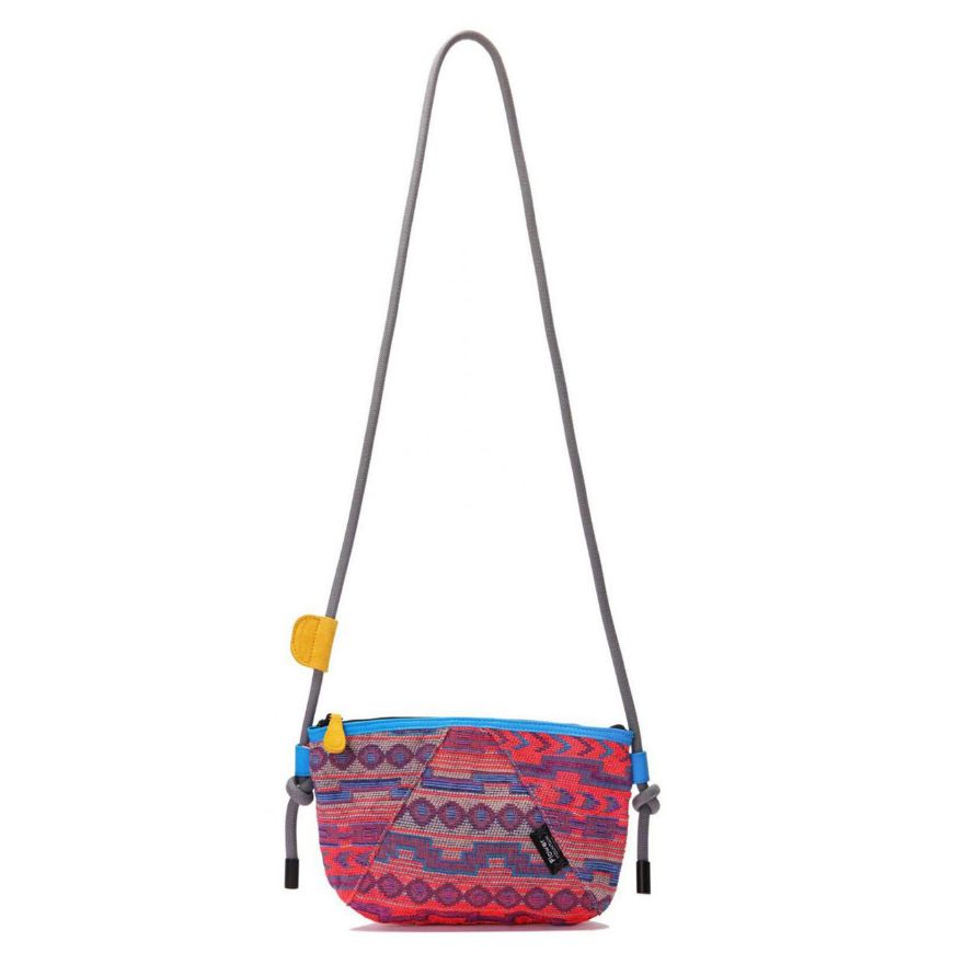 Picture of FLOWER MOUNTAIN WOMEN'S POCKET BAG - CANVAS ORANGE EMBROIDERY CROSS BODY BAG - ORANGE-LIGHT BLUE