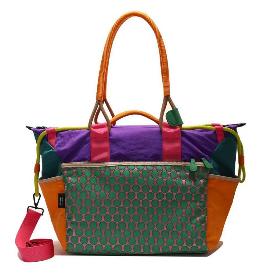 Picture of FLOWER MOUNTAIN WOMEN'S WEEKEND BAG - NYLON COTTON POIS HANDBAG - VIOLET-PINK-GREEN