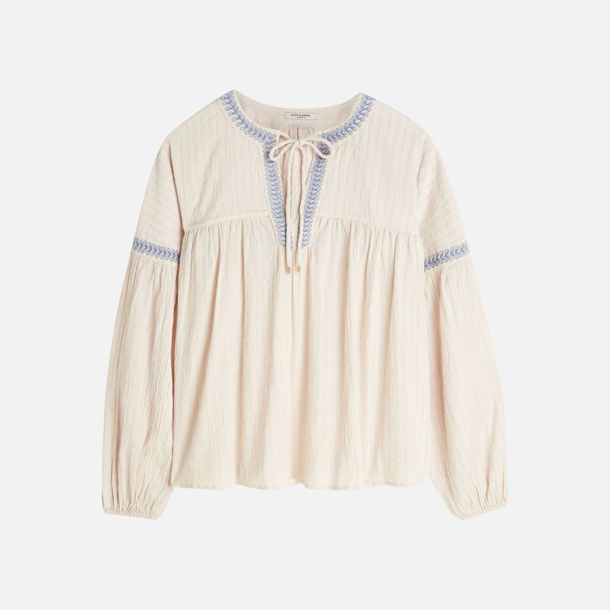 Снимка на SCOTCH&SODA ДАМСКА РИЗА COTTON CREPE BLOUSE WITH EMBROIDERED DETAILS В БЕЖОВО