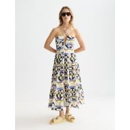 Picture of SCOTCH&SODA WOMEN'S COTTON SEERSUCKER KEYHOLE HALTER MIDI DRESS IN MULTICOLOUR 4