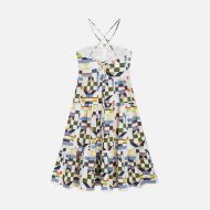 Picture of SCOTCH&SODA WOMEN'S COTTON SEERSUCKER KEYHOLE HALTER MIDI DRESS IN MULTICOLOUR 2