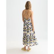 Picture of SCOTCH&SODA WOMEN'S COTTON SEERSUCKER KEYHOLE HALTER MIDI DRESS IN MULTICOLOUR 5