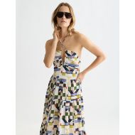 Picture of SCOTCH&SODA WOMEN'S COTTON SEERSUCKER KEYHOLE HALTER MIDI DRESS IN MULTICOLOUR 6