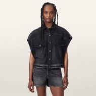 Снимка на ALLSAINTS ДАМСКА РИЗА ALBA STUD SHORT SLEEVE DENIM SHIRT SHADOW BLACK 1