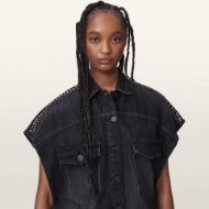 Снимка на ALLSAINTS ДАМСКА РИЗА ALBA STUD SHORT SLEEVE DENIM SHIRT SHADOW BLACK 4