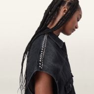 Снимка на ALLSAINTS ДАМСКА РИЗА ALBA STUD SHORT SLEEVE DENIM SHIRT SHADOW BLACK 2