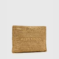 Picture of ALLSAINTS WOMEN'S BETTINA LARGE PAPER CLUTCH BAG BISCUIT BROWN 1