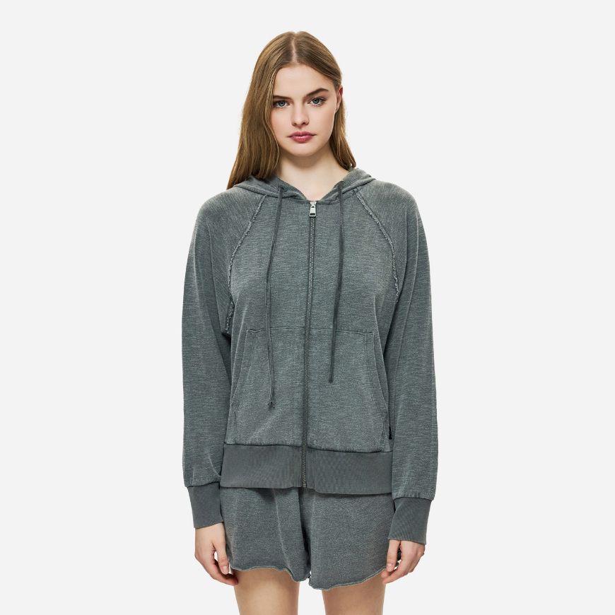 Picture of DIRTY LAUNDRY WOMEN'S REGULAR RAGLAN FULLZIP IN VINTAGE GREY