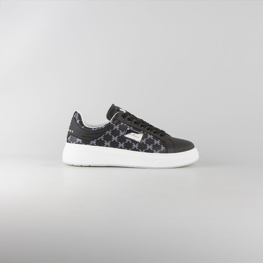 Снимка на JOHN RICHMOND МЪЖКИ ОБУВКИ JR ONE LEATHER AND PRINTED FABRIC SNEAKERS WITH METAL PLATE - ЧЕРНО-ТЪМНО