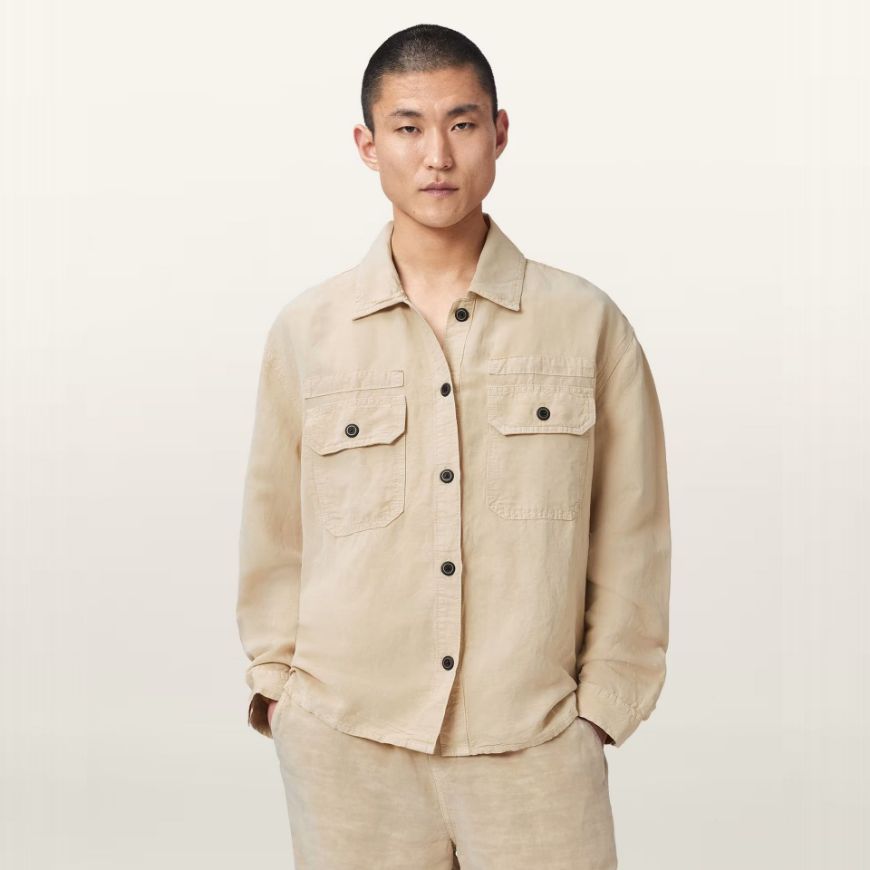 Picture of ALLSAINTS MEN'S KORTEN SHACKET SAND BROWN