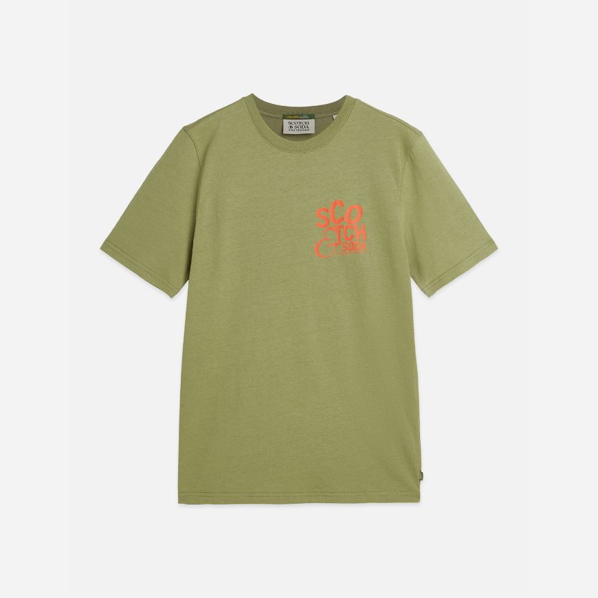 Picture of SCOTCH&SODA MEN'S LEFT CHEST ARTWORK REGULAR FIT T-SHIRT - OIL GREEN