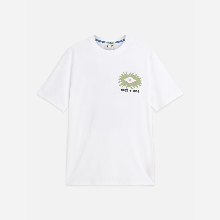 Picture of SCOTCH&SODA MEN'S FRONT AND BACK ARTWORK RELAXED FIT T-SHIRT - BRIGHT WHITE