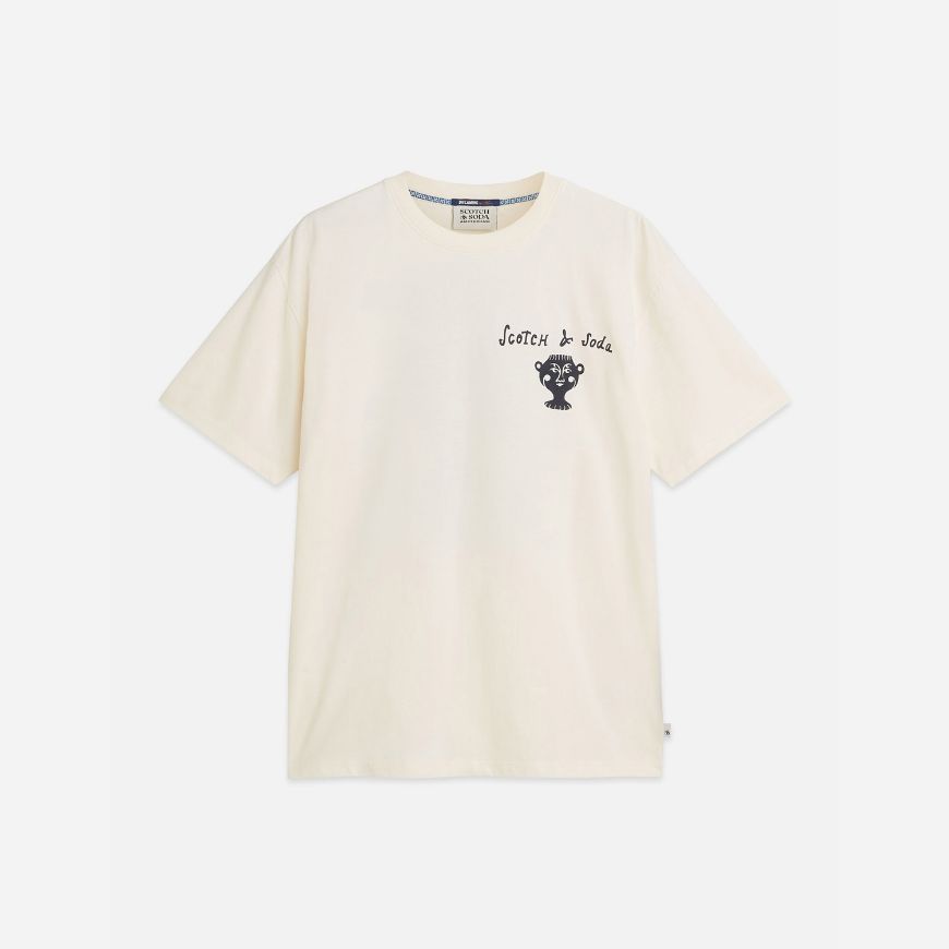 Picture of SCOTCH&SODA MEN'S FRONT AND BACK ARTWORK RELAXED FIT T-SHIRT - EGGNOG