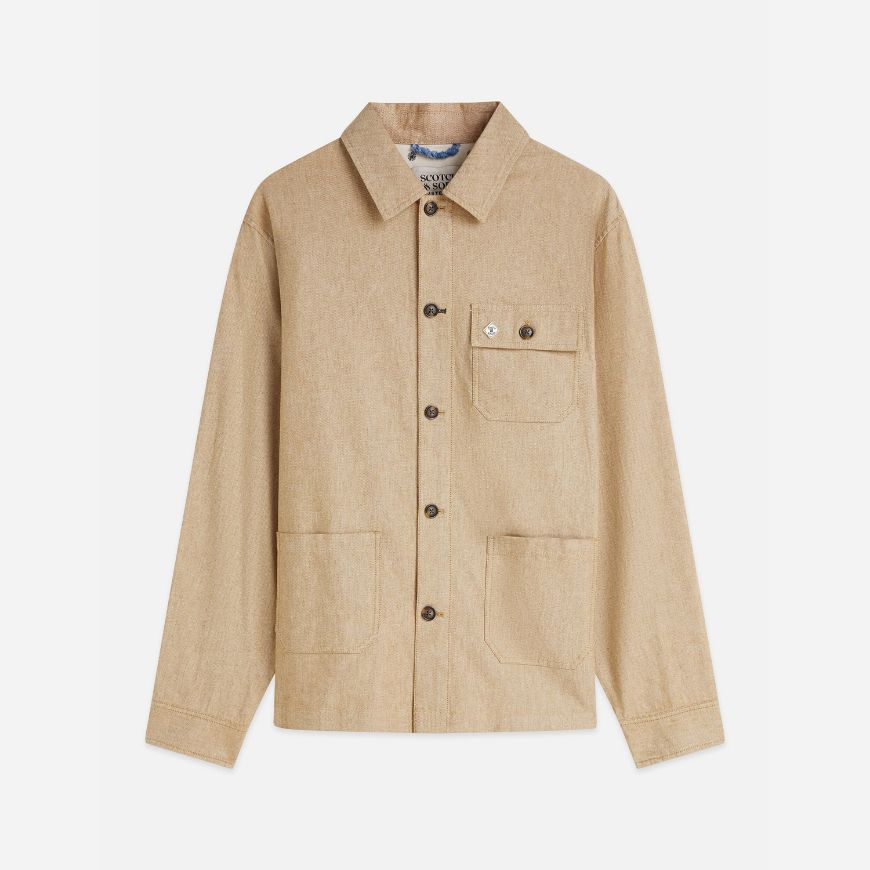 Picture of SCOTCH&SODA MEN'S COTTON LINEN TWILL WORKER JACKET - DIJON