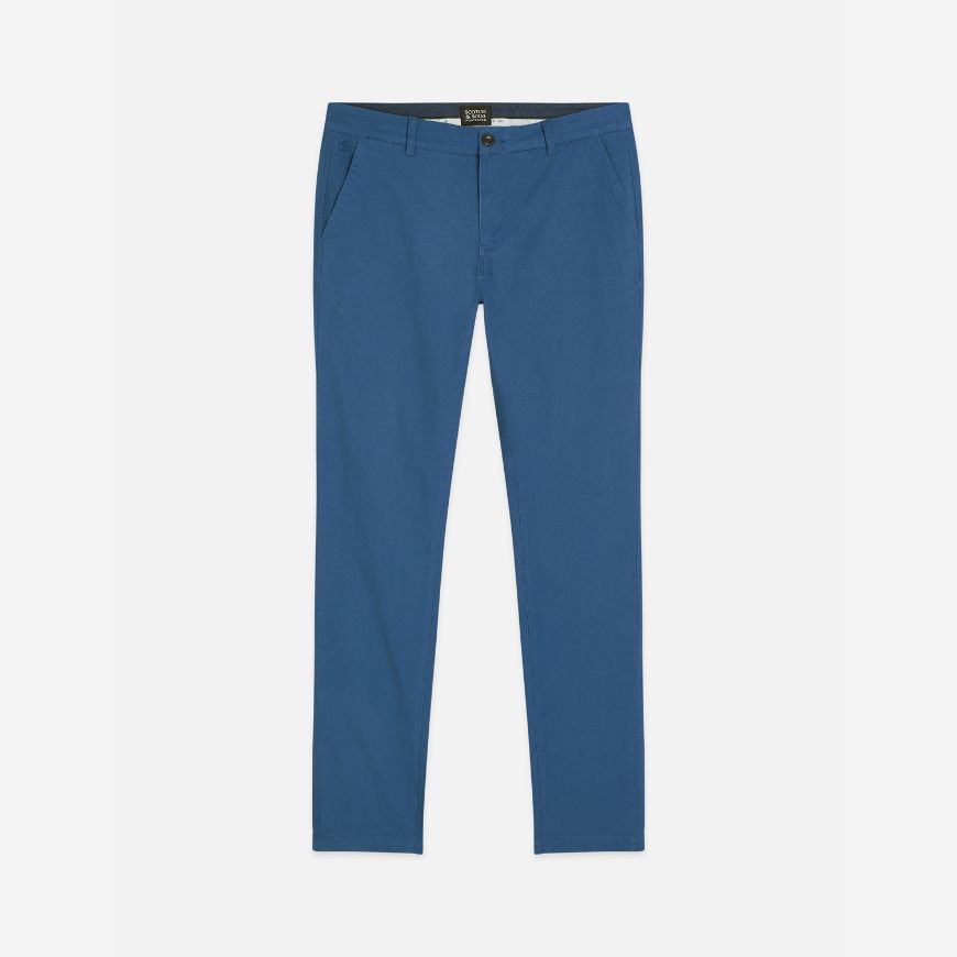 Picture of SCOTCH&SODA MEN'S SEASONAL CORE MOTT STRETCH COTTON-BLEND TWILL CHINO - ENSIGN BLUE