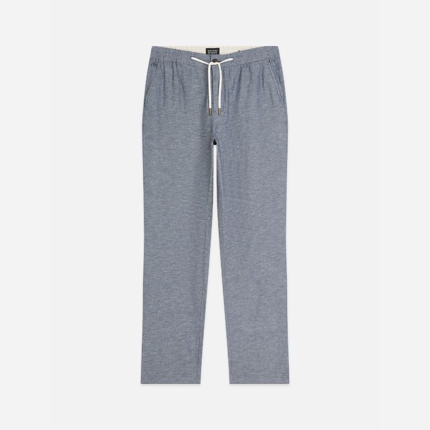 Picture of SCOTCH&SODA MEN'S SEASONAL CORE WARREN COTTON-LINEN TWILL JOGGER - ENSIGN BLUE
