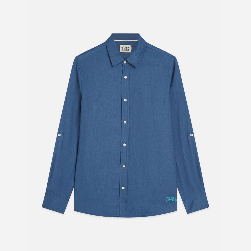 Снимка на SCOTCH&SODA МЪЖКА РИЗА SEASONAL CORE LINEN REGULAR FIT - ENSIGN BLUE