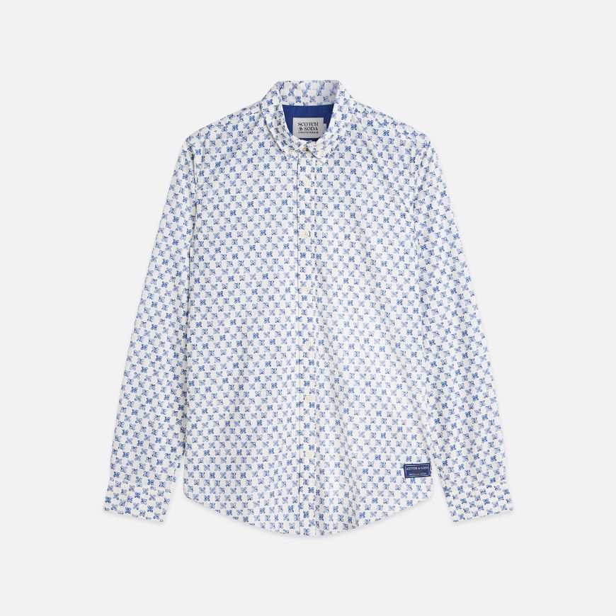 Снимка на SCOTCH&SODA МЪЖКА РИЗА MICRO PRINTED SLIM FIT - TILES FLOWER BLUE