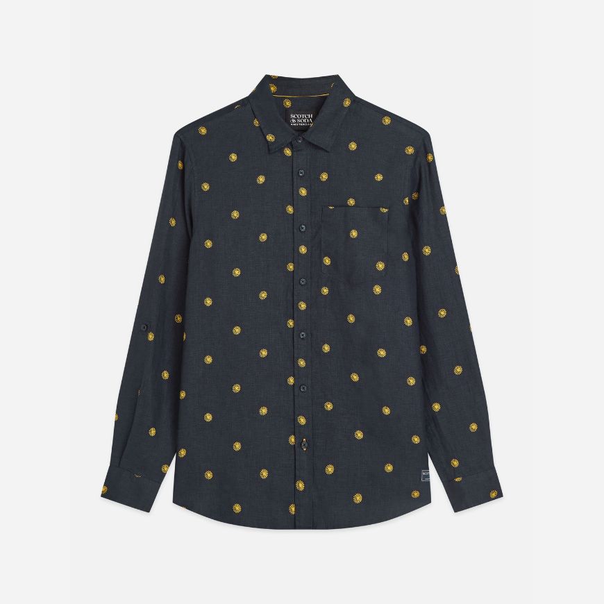 Снимка на SCOTCH&SODA МЪЖКА РИЗА LINEN PRINTED REGULAR FIT - TILES STARS GOLD FLAKE