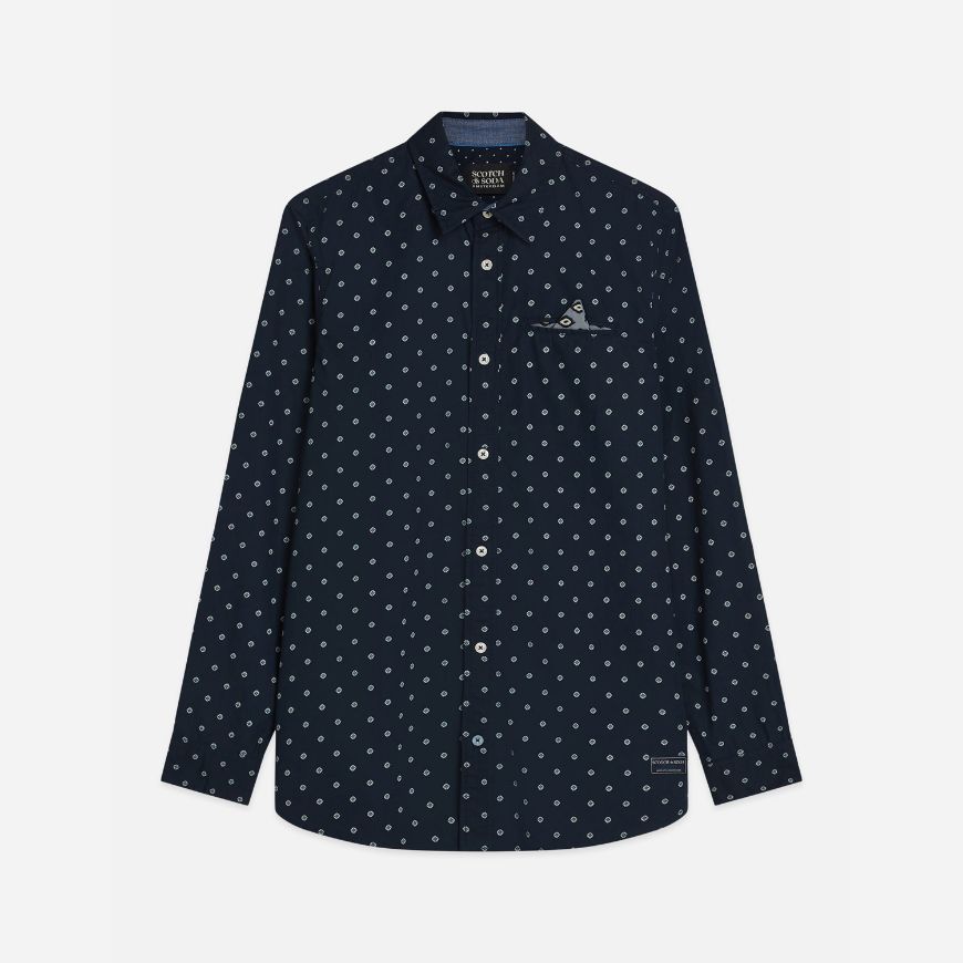 Снимка на SCOTCH&SODA МЪЖКА РИЗА PRINTED COTTON POPLIN REGULAR FIT - SOFT GEO MINI SKY CAPTAIN