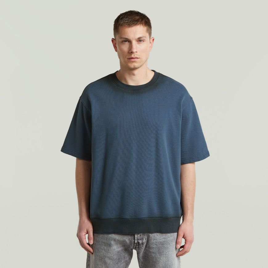 Picture of G-STAR MEN'S SPRAYED RELAXED R SWEAT IN RANK BLUE/PETROL SPRAY
