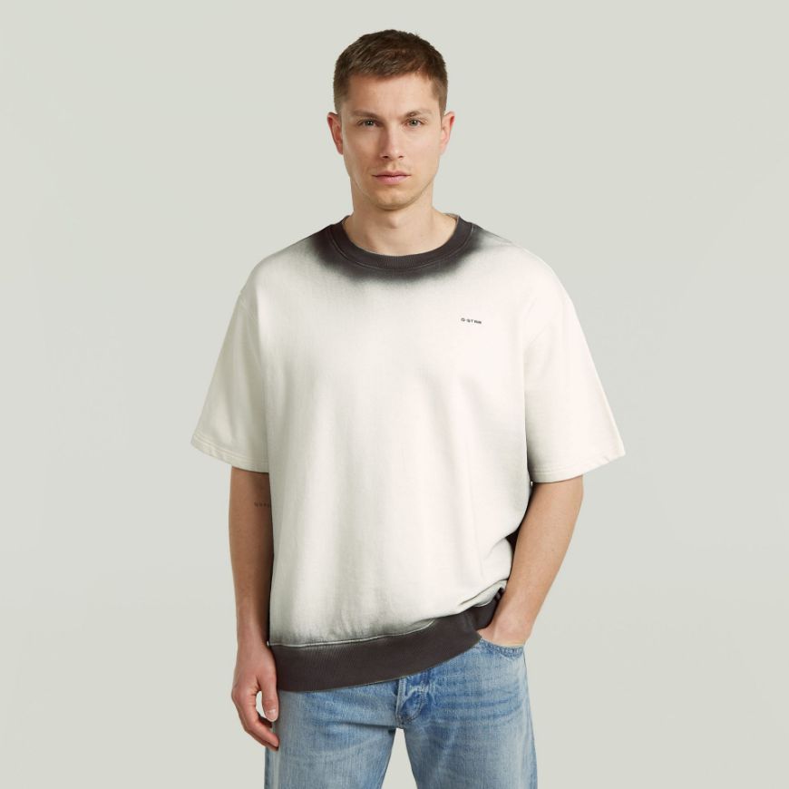 Picture of G-STAR MEN'S SPRAYED RELAXED R SWEAT IN MILK/DK BLACK SPRAY