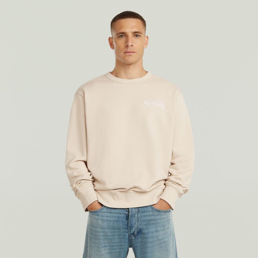 Picture of G-STAR MEN'S 90S LOGO R SWEAT IN WHITEBAIT