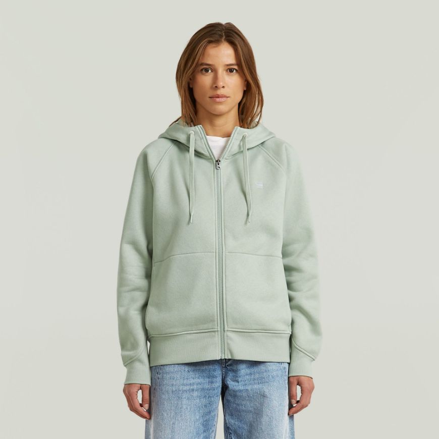 Picture of G-STAR WOMEN'S PREMIUM CORE 2.1 HOODED ZIP THRU SWEAT IN PALE GREEN