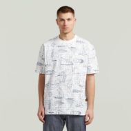Picture of G-STAR MEN'S AOP RELAXED T-SHIRT IN MILK BOAT BLUEPRINT 1