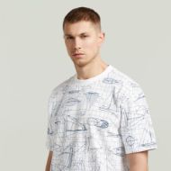 Picture of G-STAR MEN'S AOP RELAXED T-SHIRT IN MILK BOAT BLUEPRINT 3