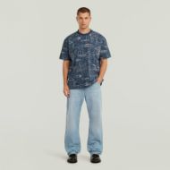 Picture of G-STAR MEN'S AOP RELAXED T-SHIRT IN RANK BLUE BOAT BLUEPRINT 3
