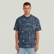 Picture of G-STAR MEN'S AOP RELAXED T-SHIRT IN RANK BLUE BOAT BLUEPRINT 1