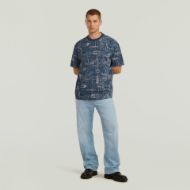 Picture of G-STAR MEN'S AOP RELAXED T-SHIRT IN RANK BLUE BOAT BLUEPRINT 5