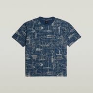 Picture of G-STAR MEN'S AOP RELAXED T-SHIRT IN RANK BLUE BOAT BLUEPRINT 6