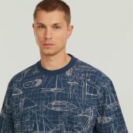 Picture of G-STAR MEN'S AOP RELAXED T-SHIRT IN RANK BLUE BOAT BLUEPRINT 4