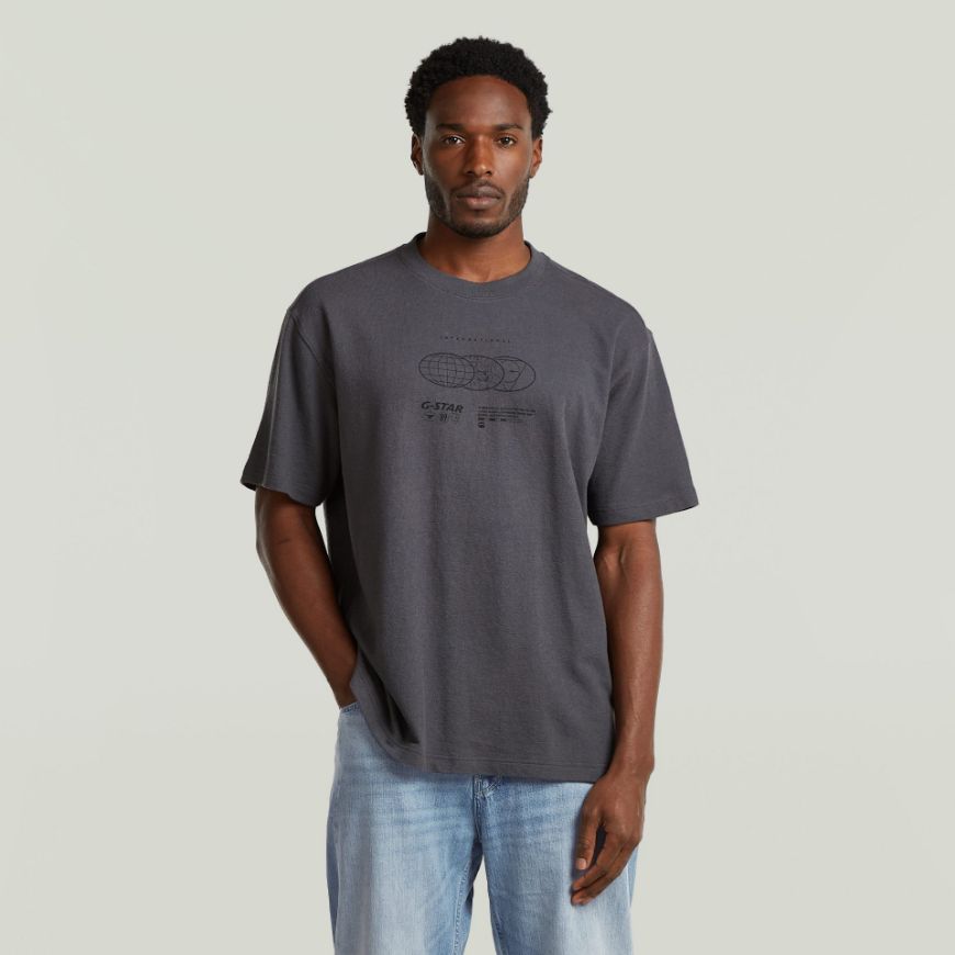 Picture of G-STAR MEN'S GLOBES RELAXED T-SHIRT IN PETROL
