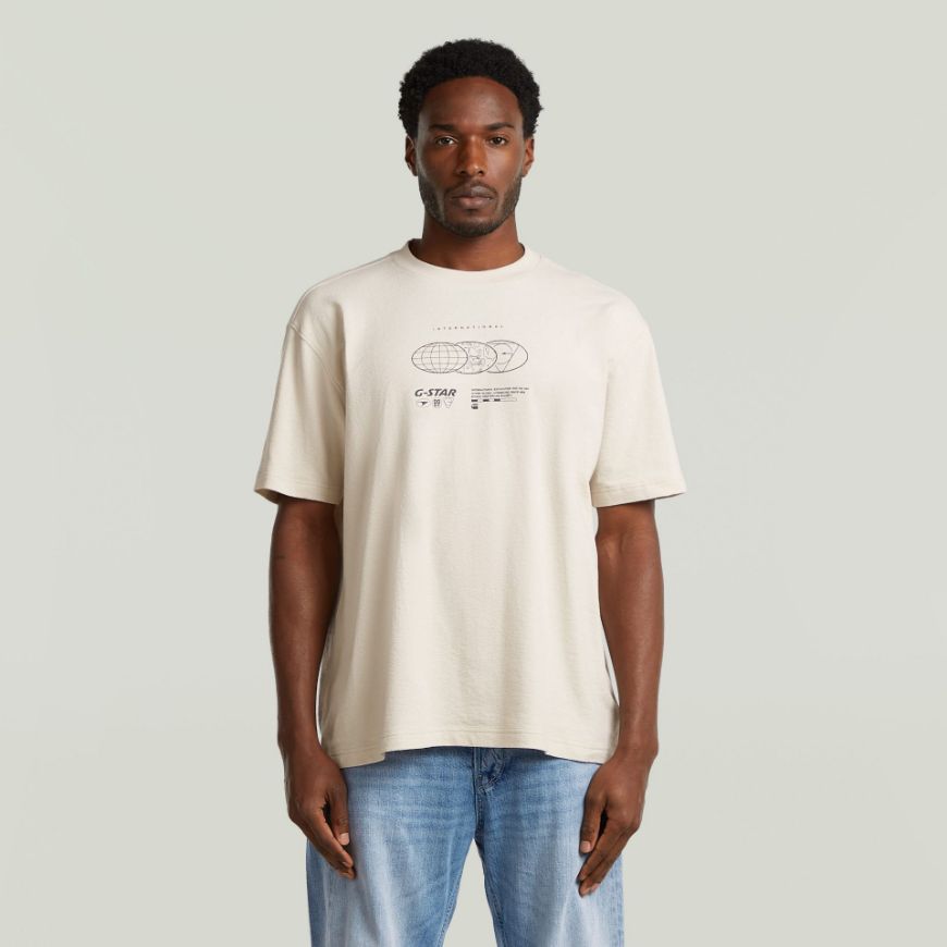 Picture of G-STAR MEN'S GLOBES RELAXED T-SHIRT IN WHITEBAIT