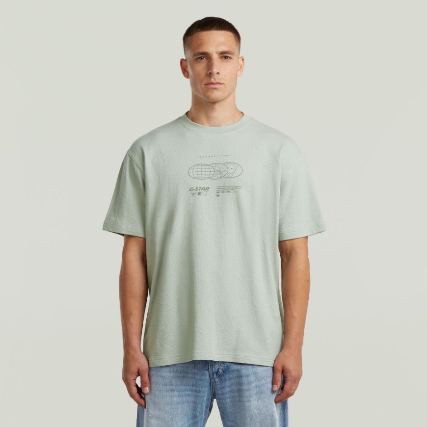 Picture of G-STAR MEN'S GLOBES RELAXED T-SHIRT IN PALE GREEN